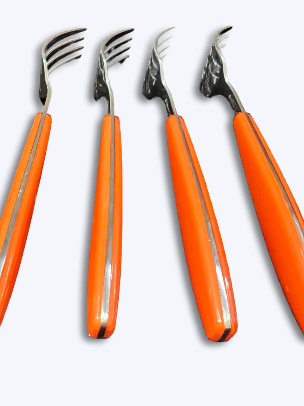 Fiesta Jamboree Poppy Orange Salad Forks Set 4 Cambridge Stainless 7" Flatware - Picture 7 of 8